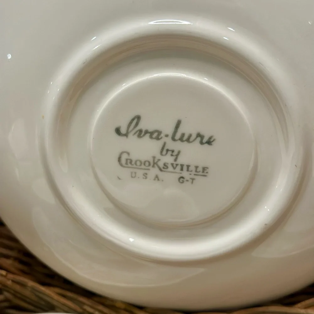 4 Liberty Gold Cup and Saucer Sets by Iva Lure Delmar Rose Crooksville USA